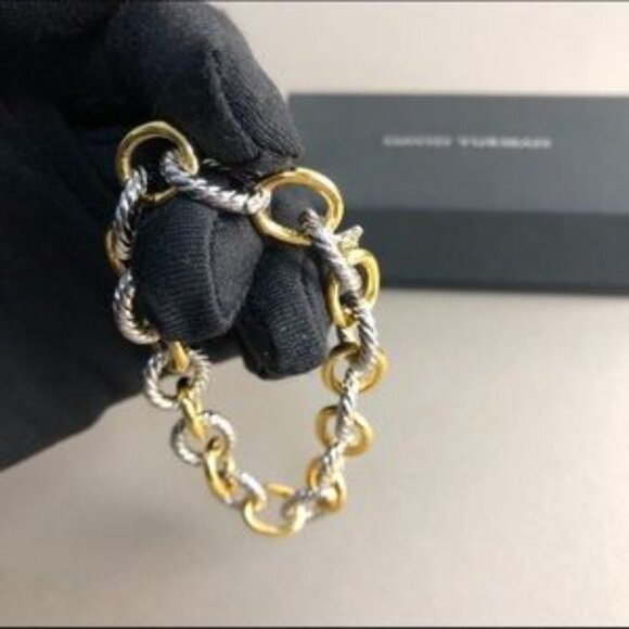 David Yurman Oval Link Chain Bracelet in Sterling Silver with 18K Gold 19 cm - Picture 4 of 6